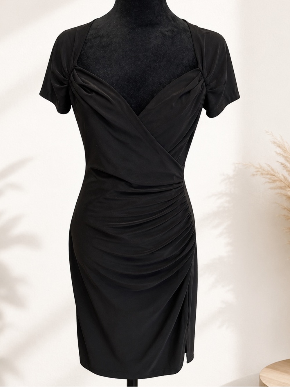 Norma Kamali Classic Black Wrap-Style Women’s Dress - Picture 2 of 6